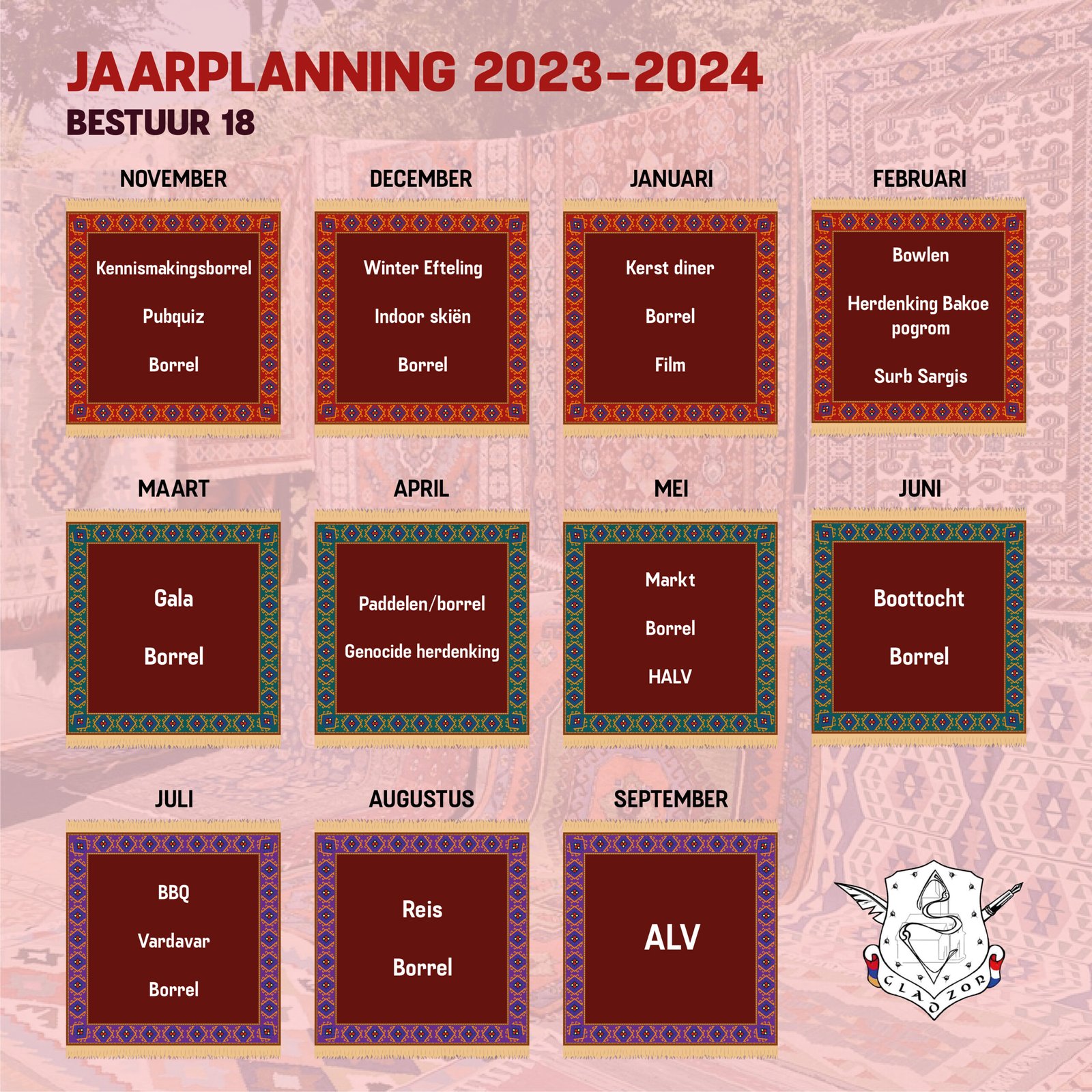 Bestuur 18 - Jaarplanning 2023/2024